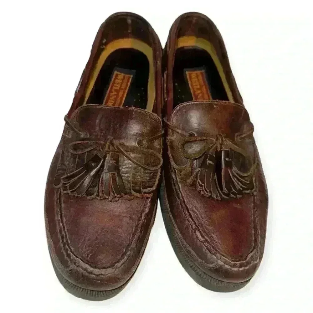Vintage Sperry Top Sider Brown Leather Wetlands Men’s sz 9M slip on boat shoes